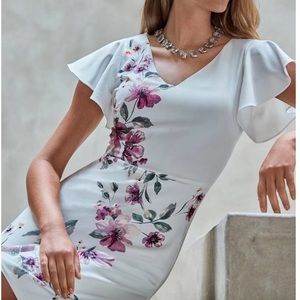 WHBM White Floral A-line Dress Size 14